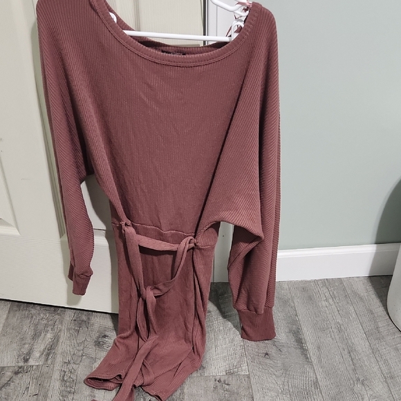 Revamped Dusty Rose Ribbed Jumpsuit - Picture 1 of 2